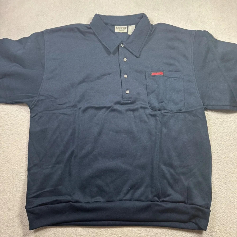 Windbreaker Polo Sweatshirt Mens XL Navy Blue NWOT Vintage Long Sleeve 153